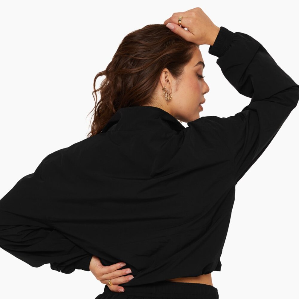 NWT SET ACTIVE NYLON HALF ZIP WINDBREAKER - ONYX / S